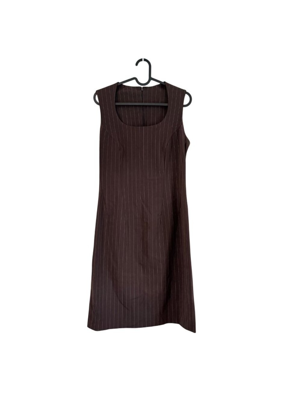 VTG Mary McFadden Brown Pin Striped Sheath Dress Womens Size 6